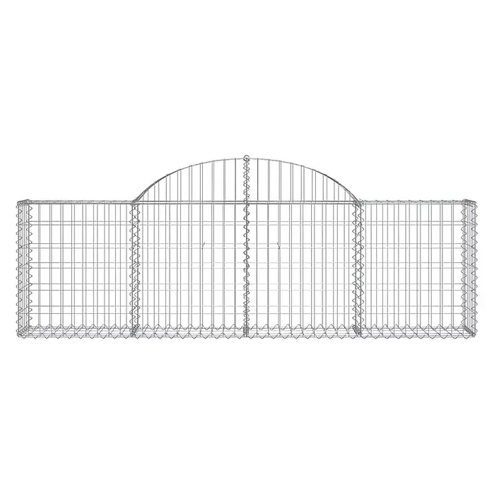 Furnicato Gabione - 80 x 200 x 30 cm, Metall, Maschenbreite: 50 mm, Maschenhöhe: 100 mm - Gabionenkorb aus verzinktem Drahtgeflecht mit markantem Bogen-Design.