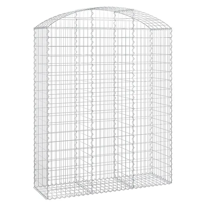 Furnicato Gabione - 200 x 150 x 50 cm, Metall, Maschenbreite: 50 mm, Maschenhöhe: 100 mm - Silberner Gabionenkorb aus Metalldraht mit Gittermuster und gewölbter Oberseite.