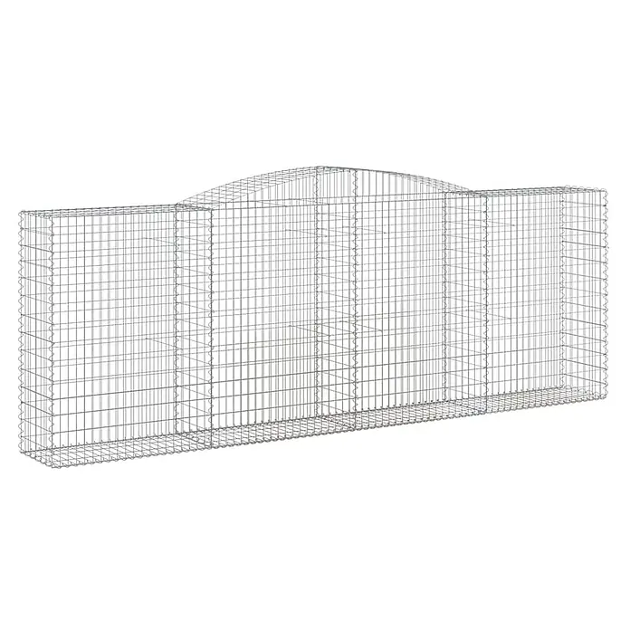 Furnicato Gabione - 160 x 400 x 50 cm, Metall, Maschenbreite: 50 mm, Maschenhöhe: 100 mm - Gabionenkorb aus verzinktem Stahldraht, lang mit Mittelbogen und zwei niedrigeren Rechteckabschnitten, für Stützmauern.