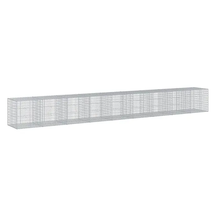 Furnicato Gabione - 900 x 100 x 100 cm, Metall, Maschenbreite: 50 mm, Maschenhöhe: 100 mm - Langer, rechteckiger Gabionenkorb aus silbergrauem verzinktem Stahldrahtgeflecht für Stützmauern oder Landschaftsgestaltung.