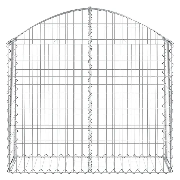 Furnicato Gabione - 100 x 100 x 30 cm, Metall, Maschenbreite: 50 mm, Maschenhöhe: 100 mm - Silberfarbener Metall-Drahtgitterkorb mit gewölbter Oberseite.