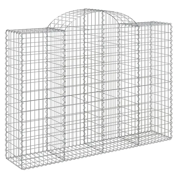 Furnicato Gabione - 50 x 200 x 160 cm, Metall, Maschenbreite: 50 mm, Maschenhöhe: 100 mm - Gabionenkorb aus silbernem Metalldraht mit rechteckiger Basis und mittig gewölbter Oberseite.