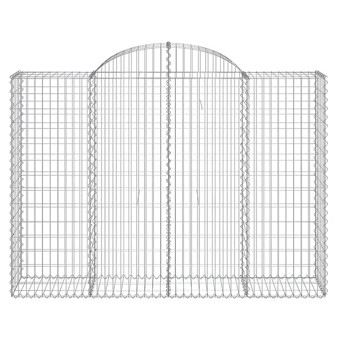 Furnicato Gabione - 50 x 200 x 160 cm, Metall, Maschenbreite: 50 mm, Maschenhöhe: 100 mm - Gabionenkorb aus silbernem Drahtgeflecht mit gewölbter Oberseite für Garten- oder Hochbeete.