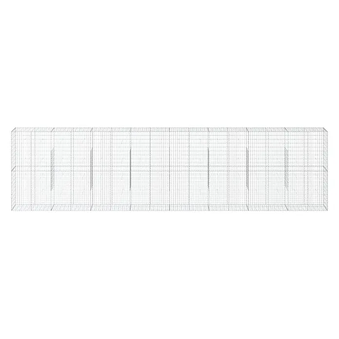 Furnicato Gabione - 800 x 50 x 200 cm, Metall, Maschenbreite: 50 mm, Maschenhöhe: 100 mm - Länglicher, rechteckiger Gabionenkorb aus silbernem Drahtgeflecht mit mehreren inneren Trennwänden.