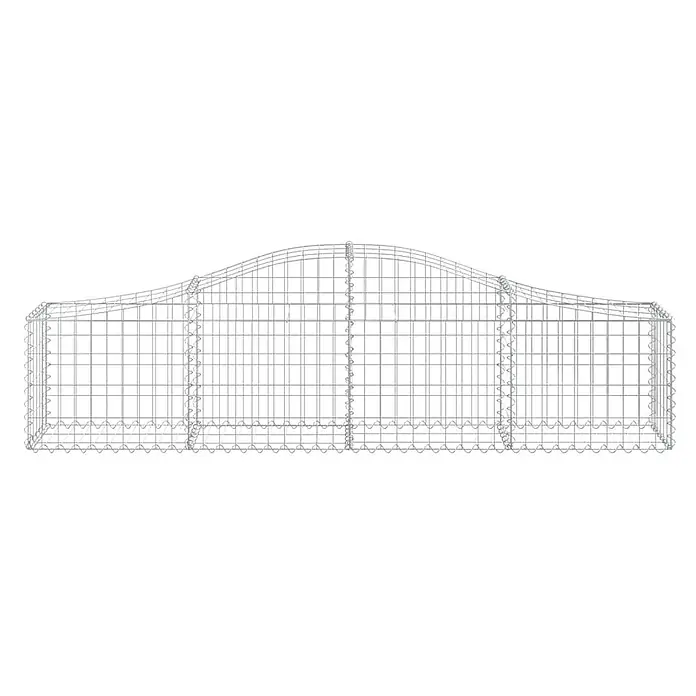Furnicato Gabione - 30 x 200 x 60 cm, Metall, Maschenbreite: 50 mm, Maschenhöhe: 100 mm - Dekorbionenkorb aus silbernem Drahtgeflecht mit geschwungener Oberseite.