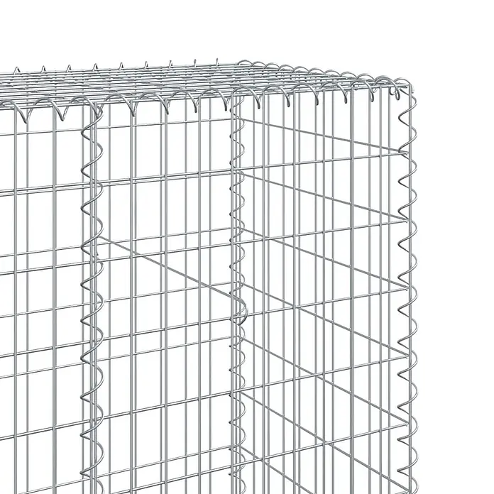 Furnicato Gabione - 800 x 50 x 200 cm, Metall, Maschenbreite: 50 mm, Maschenhöhe: 100 mm - Silberner Gabionenkorb aus geschweißtem Drahtgeflecht, mit Spiralfedern verbunden.