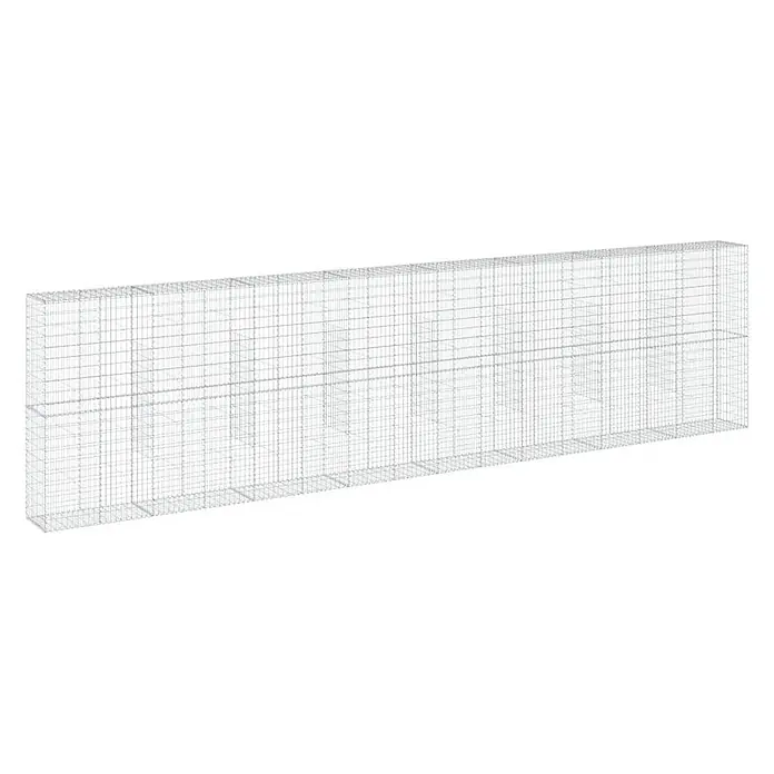 Furnicato Gabione - 800 x 50 x 200 cm, Metall, Maschenbreite: 50 mm, Maschenhöhe: 100 mm - Langer, rechteckiger Gabionenkorb aus silbernem Drahtgeflecht, für Stützmauern oder Landschaftsgestaltung.