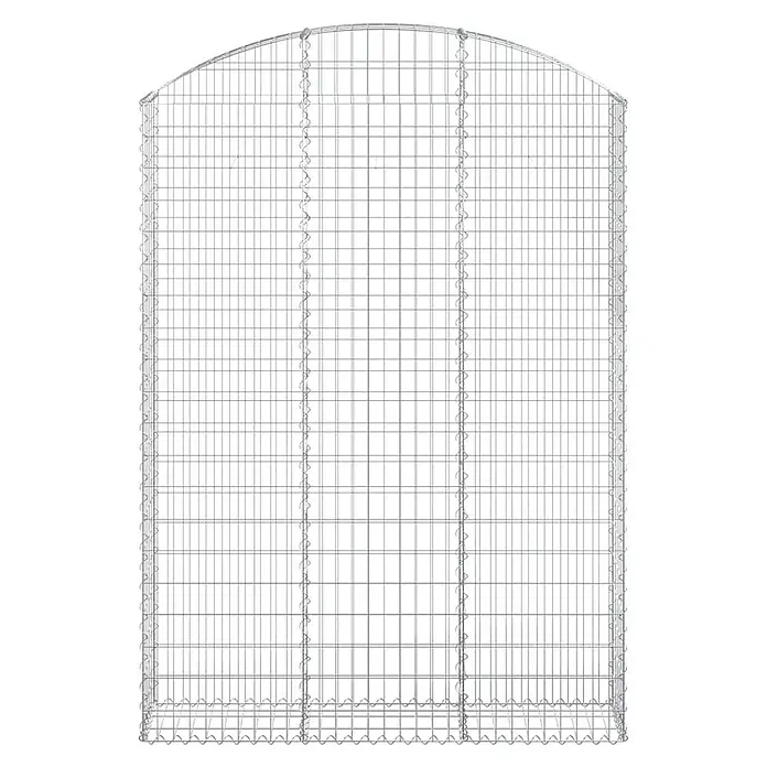 Furnicato Gabione - 30 x 150 x 220 cm, Metall, Maschenbreite: 50 mm, Maschenhöhe: 100 mm - Leerer silberner Metall-Gabionenkorb mit gewölbter Oberseite, robuste Drahtgeflechtkonstruktion für Gartenmauern oder Landschaftsbau.