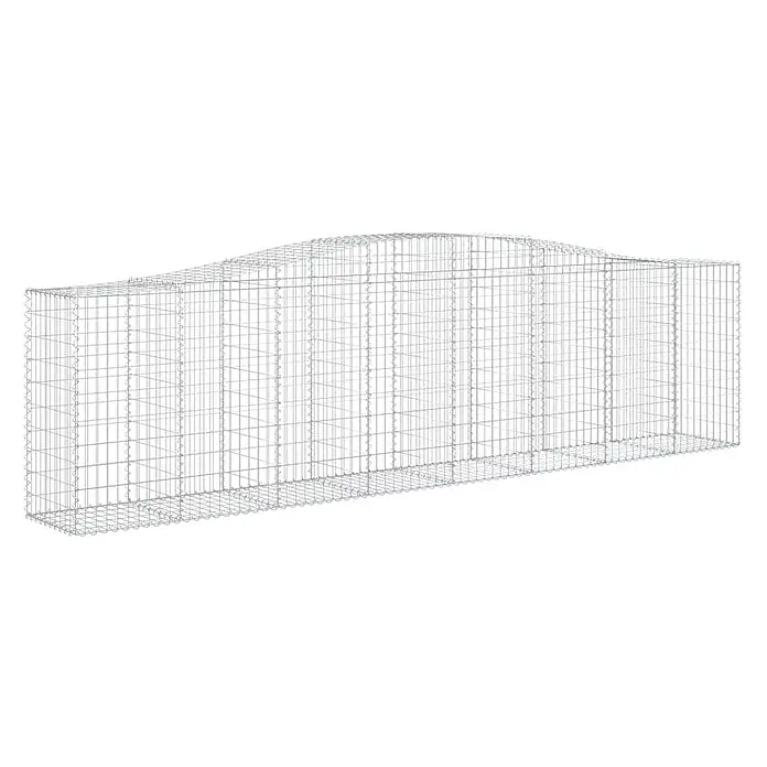 Furnicato Gabione - 50 x 400 x 120 cm, Metall, Maschenbreite: 50 mm, Maschenhöhe: 100 mm - Drahtgeflecht-Gabione mit rechteckigem Boden und geschwungener Oberseite für die Gartengestaltung.