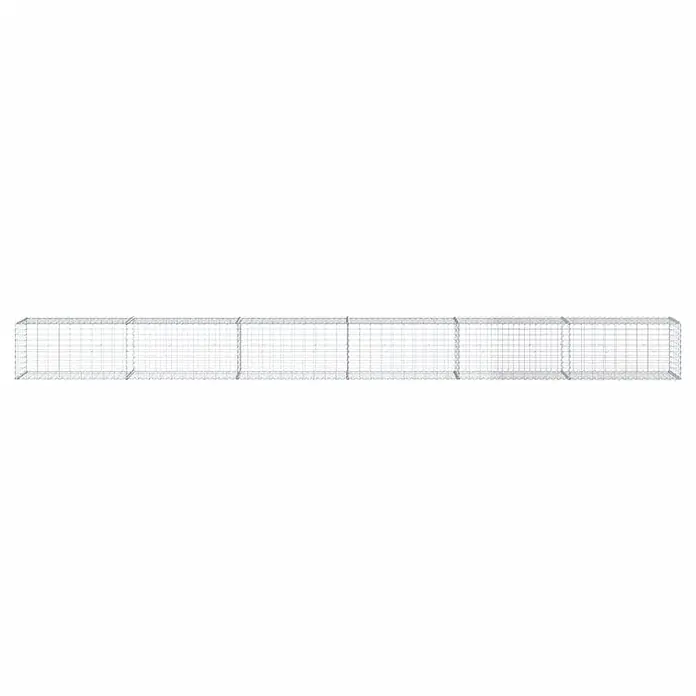 Furnicato Gabione - 600 x 50 x 50 cm, Metall, Maschenbreite: 50 mm, Maschenhöhe: 100 mm - Langer Gabionenkorb aus silbernem Drahtgeflecht, in mehrere Abschnitte unterteilt.