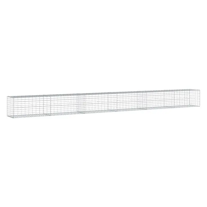 Furnicato Gabione - 600 x 50 x 50 cm, Metall, Maschenbreite: 50 mm, Maschenhöhe: 100 mm - Langer, rechteckiger Gabionenkorb aus silbernem verzinktem Stahldrahtgeflecht, bereit zur Steinbefüllung.