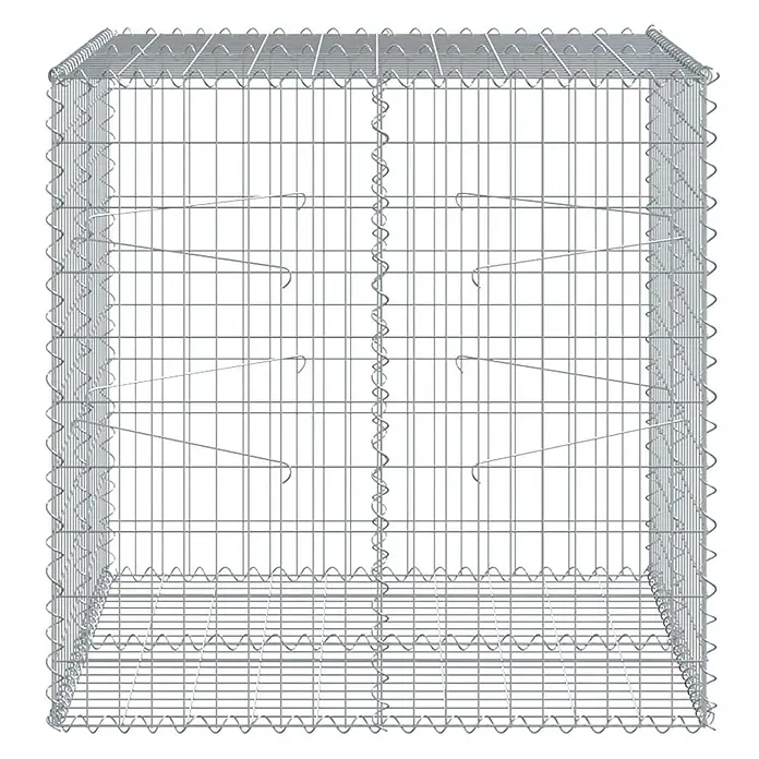 Furnicato Gabione - 100 x 100 x 100 cm, Metall, Maschenbreite: 50 mm, Maschenhöhe: 100 mm - Silberner, rechteckiger Gabionenkorb aus verzinktem Stahldrahtgeflecht.