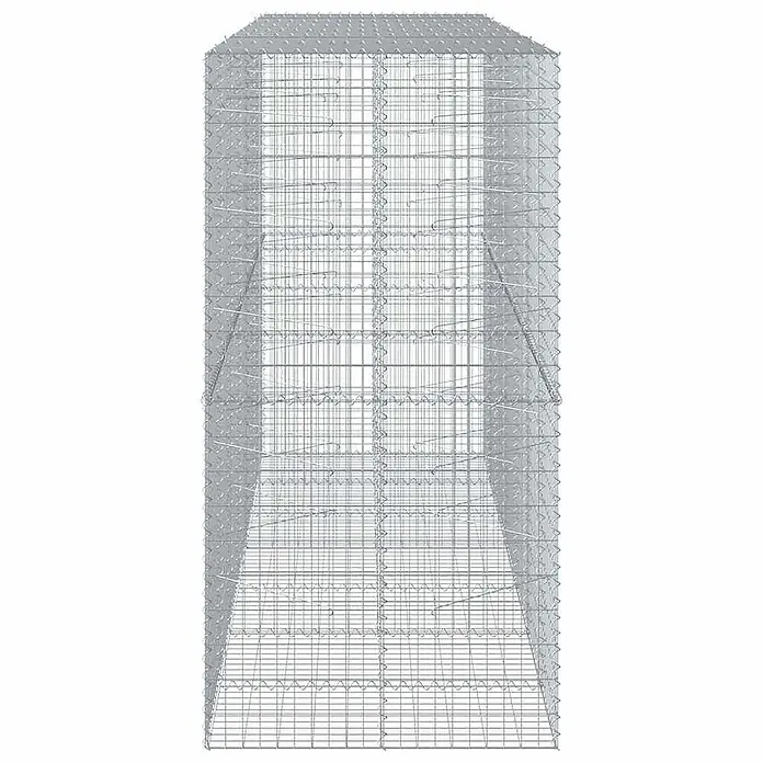Furnicato Gabione - 350 x 100 x 200 cm, Metall, Maschenbreite: 50 mm, Maschenhöhe: 100 mm - Hoher, leerer Gabionenkorb aus silbernem Drahtgeflecht für Stützmauern.