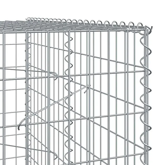 Furnicato Gabione - 350 x 100 x 200 cm, Metall, Maschenbreite: 50 mm, Maschenhöhe: 100 mm - Gabionenkorb aus verzinktem Stahl, mit Drahtgitter und Spiralverbindern für die Montage.