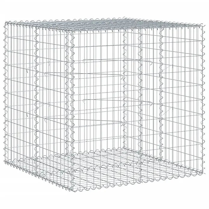 Furnicato Gabione - 100 x 100 x 100 cm, Metall, Maschenbreite: 50 mm, Maschenhöhe: 100 mm - Leerer Gabionenkorb aus silbernem Drahtgeflecht für Stützmauern oder Landschaftsgestaltung.