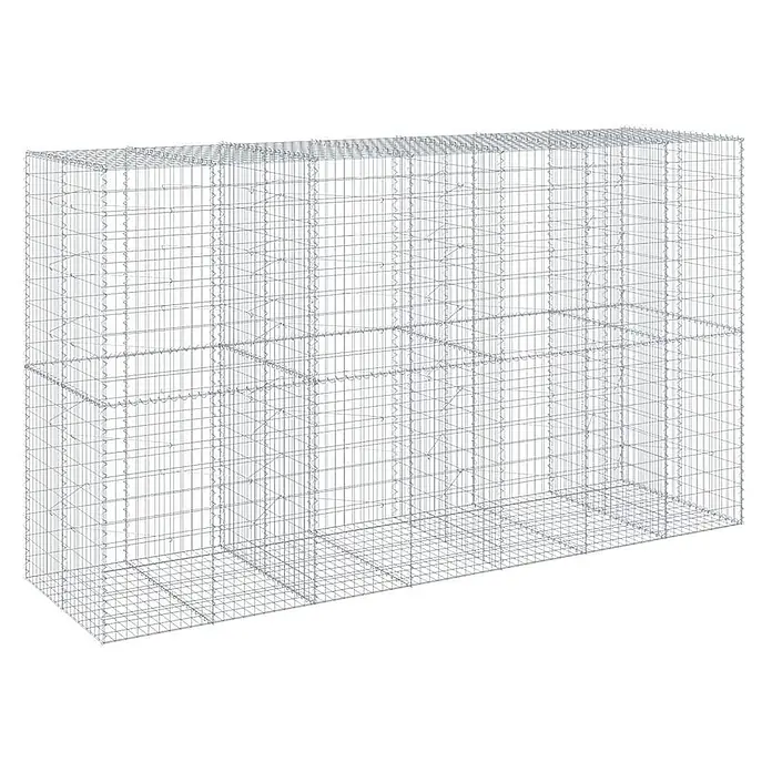 Furnicato Gabione - 350 x 100 x 200 cm, Metall, Maschenbreite: 50 mm, Maschenhöhe: 100 mm - Leerer rechteckiger Gabionenkorb aus verzinktem Stahldrahtgeflecht, bereit zur Befüllung.