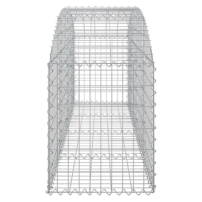 Furnicato Gabione - 80 x 200 x 50 cm, Metall, Maschenbreite: 50 mm, Maschenhöhe: 100 mm - Silbergrauer Metall-Gabionenkorb mit Gitterstruktur und Wellenkanten, zum Befüllen mit Steinen.