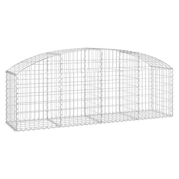 Furnicato Gabione - 80 x 200 x 50 cm, Metall, Maschenbreite: 50 mm, Maschenhöhe: 100 mm - Gebogener, rechteckiger Gabionenkorb aus grauem Drahtgeflecht.