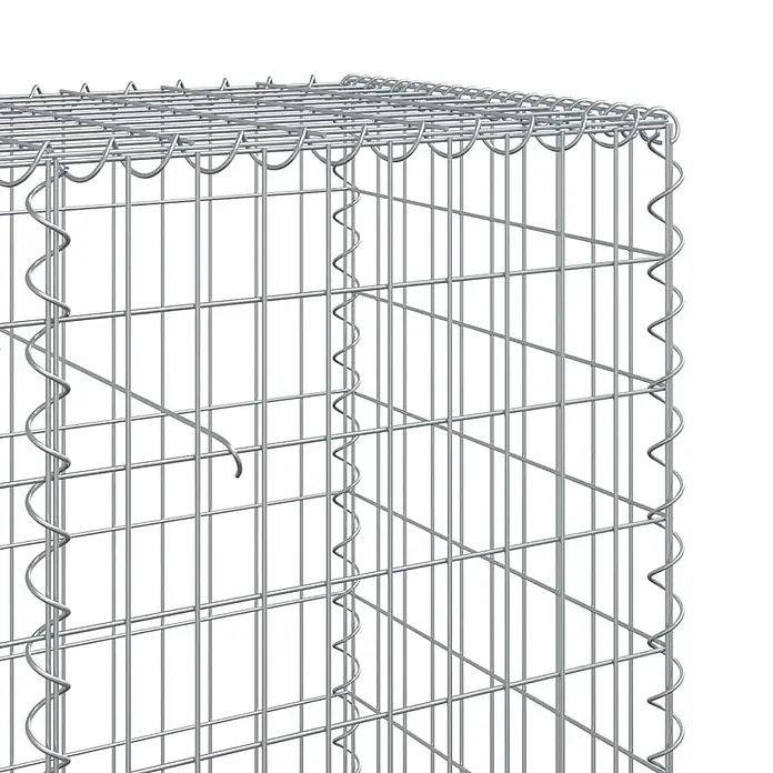 Furnicato Gabione - 700 x 50 x 100 cm, Metall, Maschenbreite: 50 mm, Maschenhöhe: 100 mm - Gabionenkorb aus silbernem Metalldraht mit spiralförmigen Verbindungen, bereit zum Befüllen für eine stabile Struktur.
