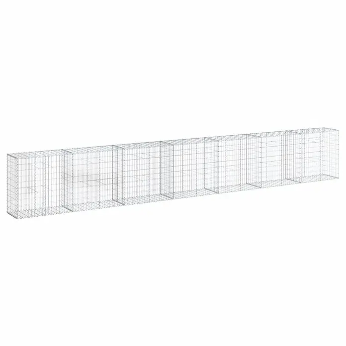 Furnicato Gabione - 700 x 50 x 100 cm, Metall, Maschenbreite: 50 mm, Maschenhöhe: 100 mm - Lange, modulare Gabionenkorbstruktur aus silbernem Drahtgeflecht für Stützmauern.