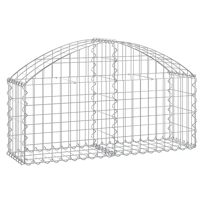 Furnicato Gabione - 30 x 100 x 60 cm, Metall, Maschenbreite: 50 mm, Maschenhöhe: 100 mm - Silberner Drahtgitter-Gabionenkorb mit gewölbter Oberseite zum Befüllen.