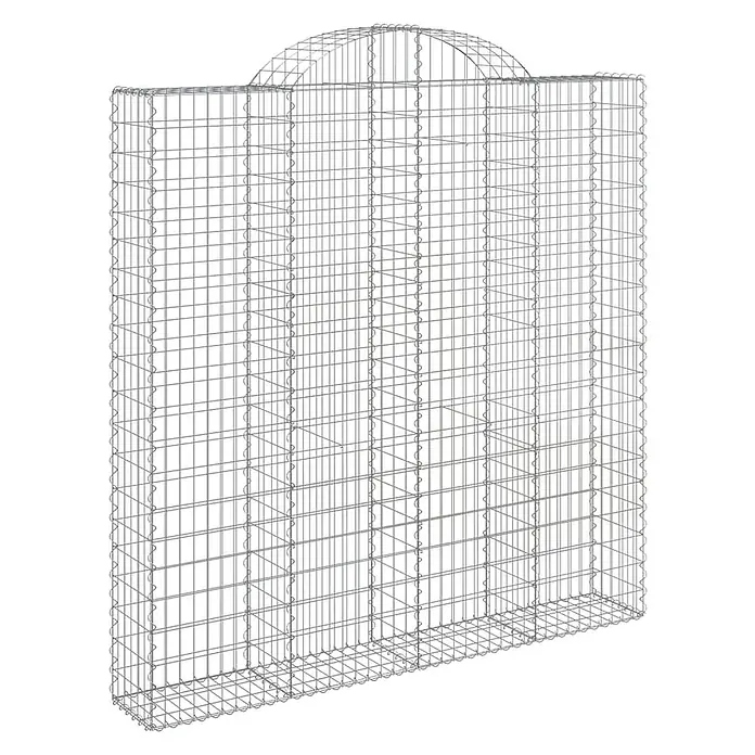 Furnicato Gabione - 220 x 200 x 30 cm, Metall, Maschenbreite: 50 mm, Maschenhöhe: 100 mm - Silbergrauer rechteckiger Drahtgeflecht-Gabionenkorb mit gewölbter Oberseite, zum Bau von Mauern oder Zäunen.