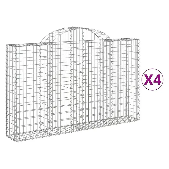 Furnicato Gabione - 140 x 200 x 30 cm, Metall, Maschenbreite: 50 mm, Maschenhöhe: 100 mm - Rechteckiger Gabionenkorb aus Metalldraht mit gewölbter Oberseite.