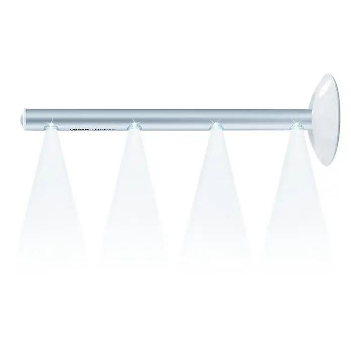 Osram Barra luminosa LED LEDstixx - Plateado, 1 ud. - Imagen de una luminaria LED OSRAM con cuatro puntos de luz y una ventosa para un fácil montaje en superficies.