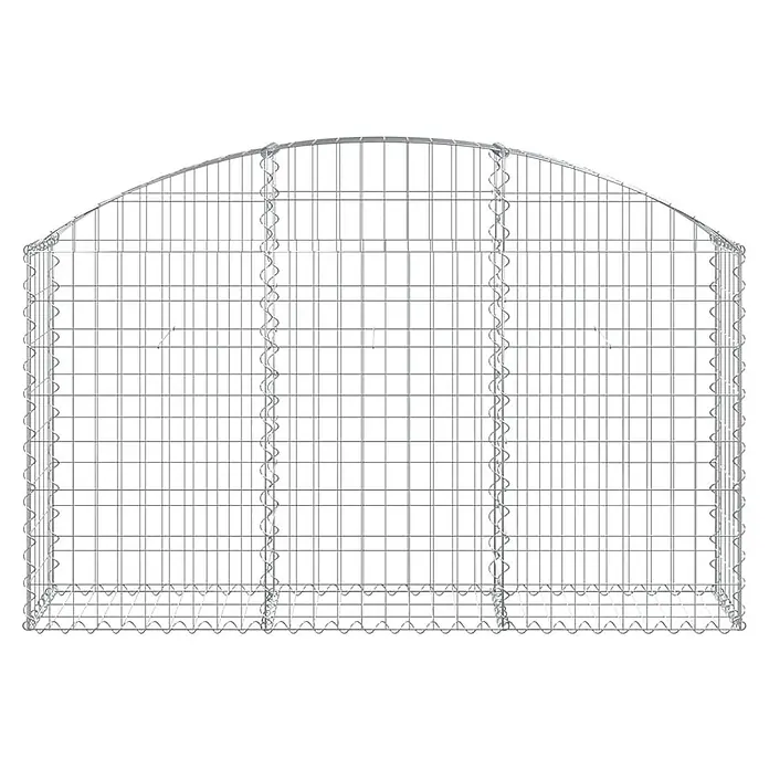 Furnicato Gabione - 30 x 150 x 100 cm, Metall, Maschenbreite: 50 mm, Maschenhöhe: 100 mm - Silberfarbener Drahtgitter-Gabionenkorb mit gewölbter Oberseite.