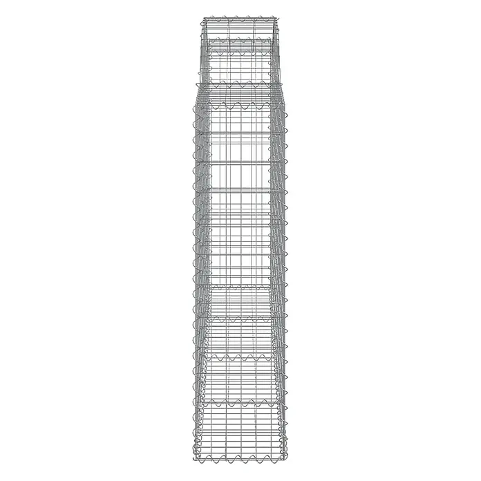 Furnicato Gabione - 140 x 200 x 30 cm, Metall, Maschenbreite: 50 mm, Maschenhöhe: 100 mm - Hoher, leerer, rechteckiger Gabionenkorb aus grauem Metalldraht, bereit zur Steinbefüllung.