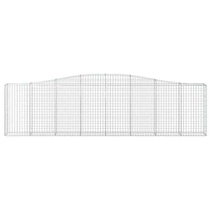 Furnicato Gabione - 30 x 400 x 120 cm, Metall, Maschenbreite: 50 mm, Maschenhöhe: 100 mm - Silberfarbenes Drahtgitter-Gabionenwandsystem mit anpassbarer, gewellter Oberkante.
