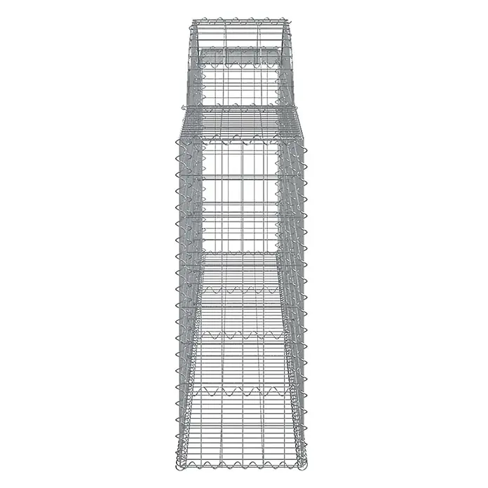 Furnicato Gabione - 30 x 300 x 100 cm, Metall, Maschenbreite: 50 mm, Maschenhöhe: 100 mm - Hoher, leerer, rechteckiger Gabionenkorb aus verzinktem, silbergrauem Drahtgitter, bereit zur Steinbefüllung.