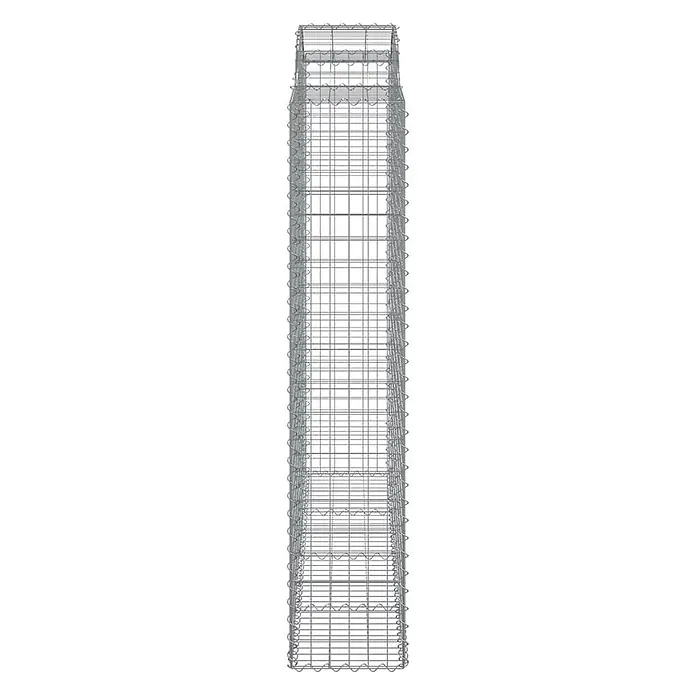 Furnicato Gabione - 50 x 200 x 220 cm, Metall, Maschenbreite: 50 mm, Maschenhöhe: 100 mm - Hoher, leerer Gabionenkorb aus verzinktem Drahtgeflecht, bereit zur Steinbefüllung.