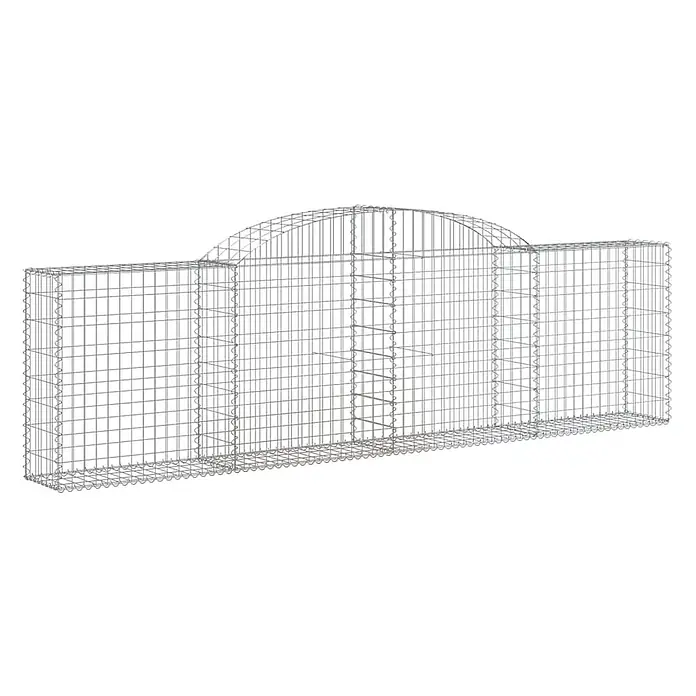 Furnicato Gabione - 30 x 300 x 100 cm, Metall, Maschenbreite: 50 mm, Maschenhöhe: 100 mm - Gabionenkorb aus silbernem Drahtgeflecht mit gewölbter Oberseite und flachen Seiten, für Steingestaltung.