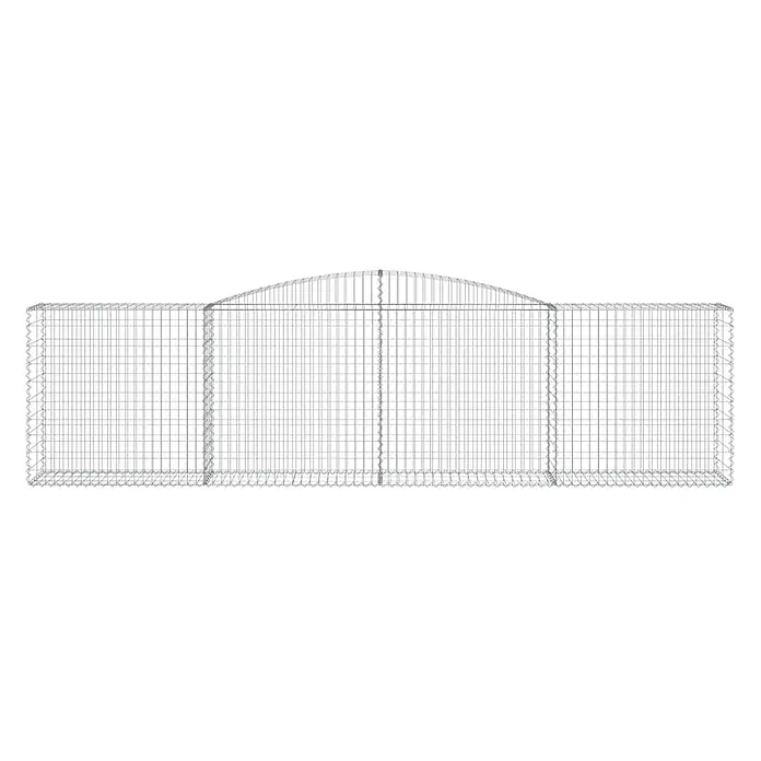 Furnicato Gabione - 120 x 400 x 50 cm, Metall, Maschenbreite: 50 mm, Maschenhöhe: 100 mm - Graue Drahtgitter-Gabionenwandstruktur mit gewölbtem Oberteil.