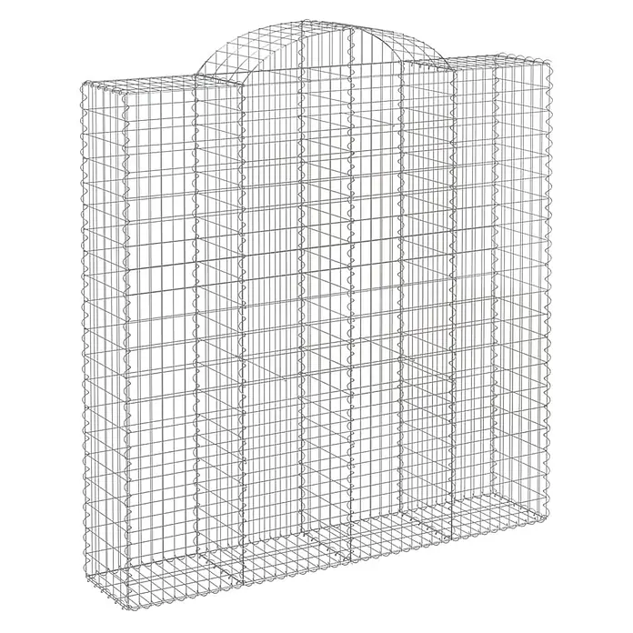 Furnicato Gabione - 50 x 200 x 220 cm, Metall, Maschenbreite: 50 mm, Maschenhöhe: 100 mm - Silberner Drahtgeflecht-Gabionenkorb mit gewölbter Oberseite für Stützmauern oder Landschaftsgestaltung.