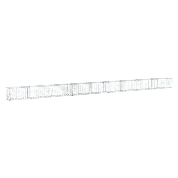 Furnicato Gabione - 900 x 50 x 50 cm, Metall, Maschenbreite: 50 mm, Maschenhöhe: 100 mm - Länglicher rechteckiger Gabionenkorb aus silbergrauem Drahtgeflecht.