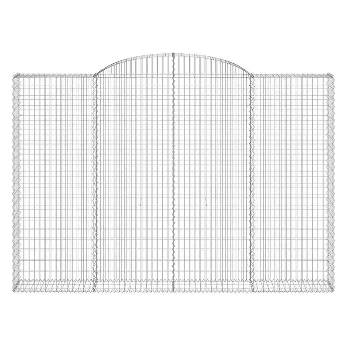 Furnicato Gabione - 220 x 300 x 30 cm, Metall, Maschenbreite: 50 mm, Maschenhöhe: 100 mm - Rechteckiger Gabionenkorb aus grauem Drahtgitter mit gewölbter Oberseite, für Stützmauern oder Landschaftsgestaltung.