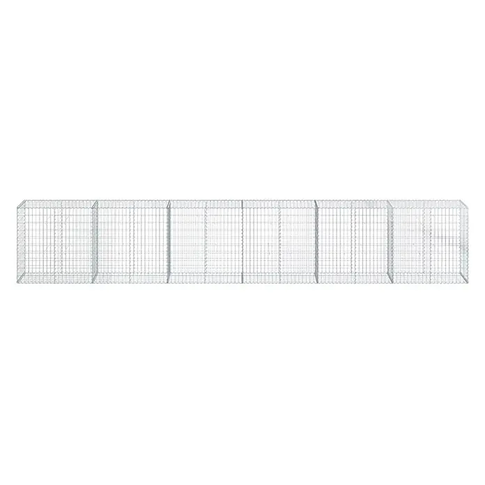Furnicato Gabione - 600 x 50 x 100 cm, Metall, Maschenbreite: 50 mm, Maschenhöhe: 100 mm - Langes, rechteckiges, modulares Gabionengestell aus silbernem Drahtgeflecht.