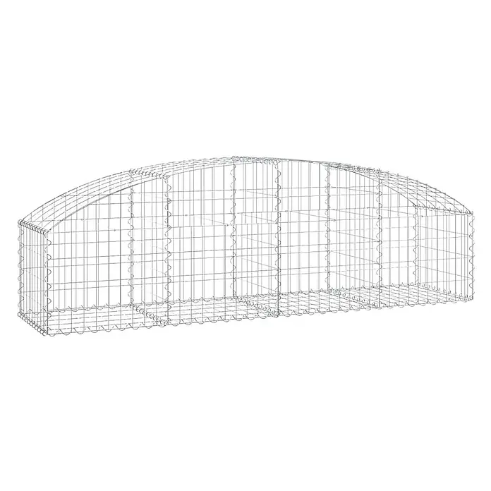 Furnicato Gabione - 60 x 200 x 50 cm, Metall, Maschenbreite: 50 mm, Maschenhöhe: 100 mm - Grauer Drahtgitter-Gabionenkorb mit gewölbter Dachkonstruktion.