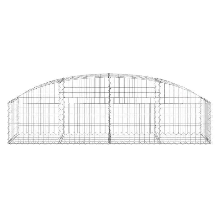 Furnicato Gabione - 60 x 200 x 50 cm, Metall, Maschenbreite: 50 mm, Maschenhöhe: 100 mm - Silberner Drahtgitter-Gabionenkorb mit gewölbter Oberseite, ideal für Stützmauern oder Landschaftsgestaltung.
