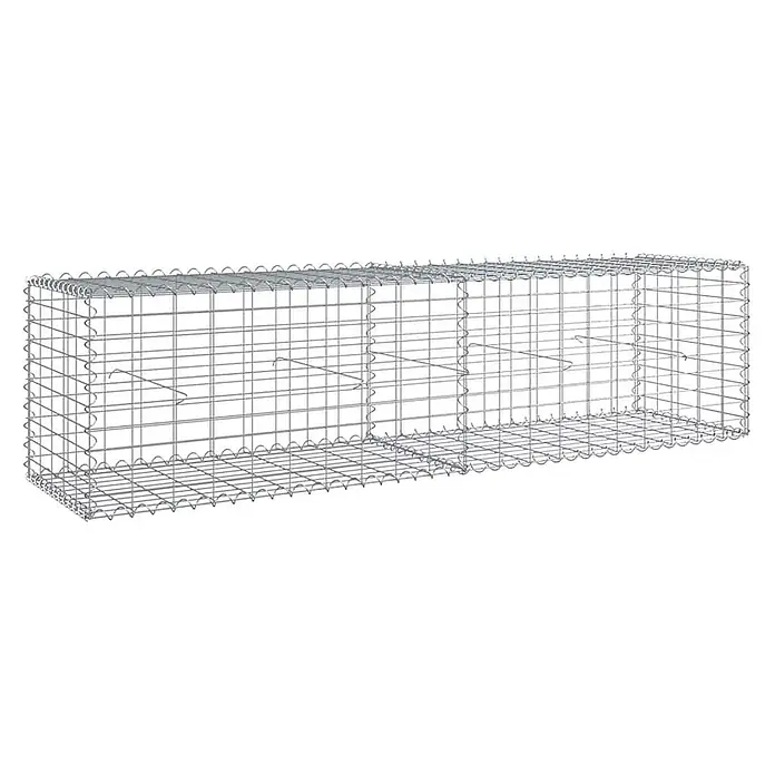 Furnicato Gabione - 200 x 50 x 50 cm, Metall, Maschenbreite: 50 mm, Maschenhöhe: 100 mm - Rechteckiger Gabionenkorb aus verzinktem Stahldrahtgeflecht.