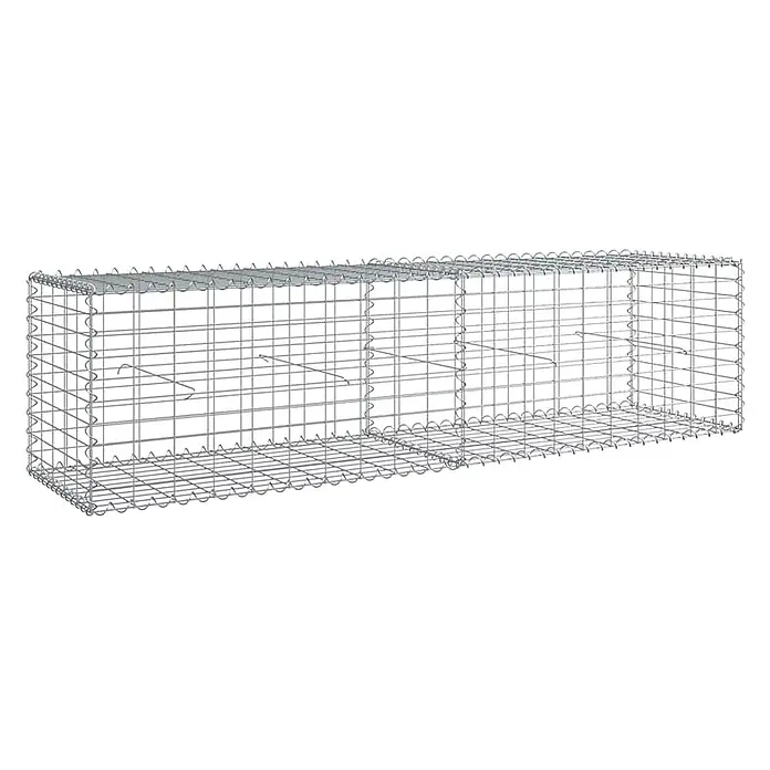 Furnicato Gabione - 200 x 50 x 50 cm, Metall, Maschenbreite: 50 mm, Maschenhöhe: 100 mm - Rechteckiger Gabionenkorb aus verzinktem Drahtgeflecht, leer und montiert, bereit zum Befüllen mit Steinen.