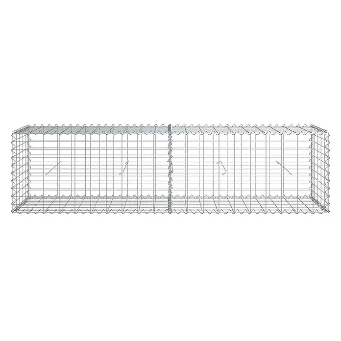 Furnicato Gabione - 200 x 50 x 50 cm, Metall, Maschenbreite: 50 mm, Maschenhöhe: 100 mm - Leerer rechteckiger Gabionenkorb aus verzinktem Stahldrahtgeflecht, mit inneren Verstrebungen.