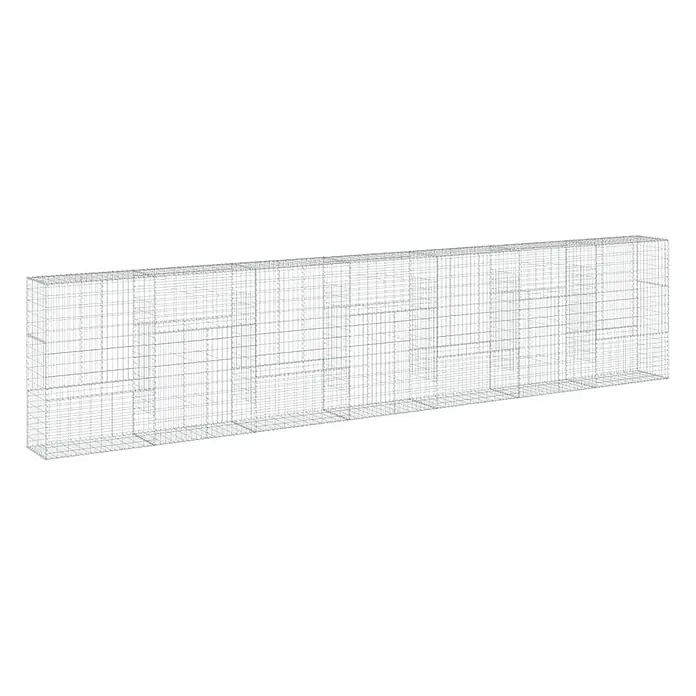 Furnicato Gabione - 700 x 50 x 150 cm, Metall, Maschenbreite: 50 mm, Maschenhöhe: 100 mm - Rechteckiger, silberfarbener Drahtgitter-Gabionenkorb für Stützmauern oder Landschaftsbau.