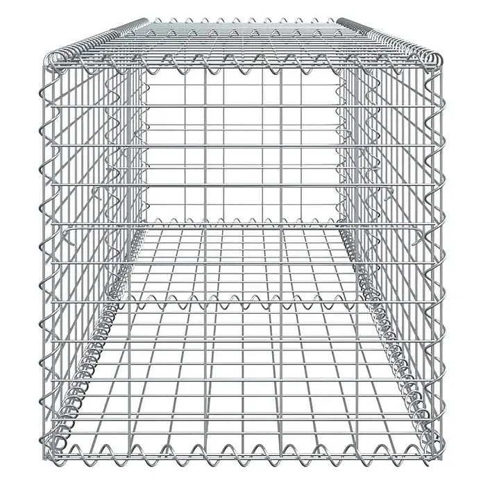 Furnicato Gabione - 200 x 50 x 50 cm, Metall, Maschenbreite: 50 mm, Maschenhöhe: 100 mm - Rechteckiger silberner Gabionenkorb aus verzinktem Drahtgeflecht.
