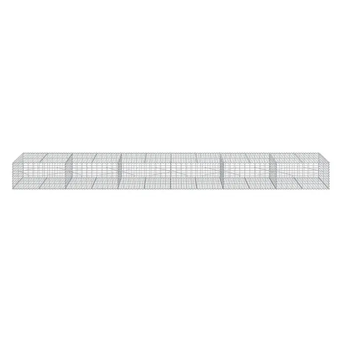 Furnicato Gabione - 600 x 100 x 50 cm, Metall, Maschenbreite: 50 mm, Maschenhöhe: 100 mm - Lange rechteckige graue Drahtgeflecht-Käfigstruktur mit internen Trennwänden.