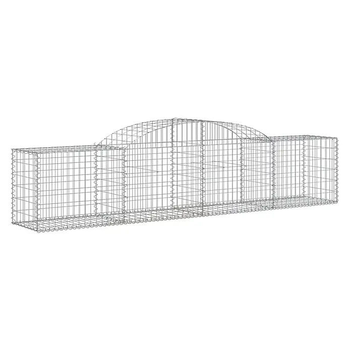 Furnicato Gabione - 50 x 300 x 80 cm, Metall, Maschenbreite: 50 mm, Maschenhöhe: 100 mm - Gabionenkorb aus grauem Drahtgeflecht, mit rechteckiger Basis und gewölbtem Oberteil.