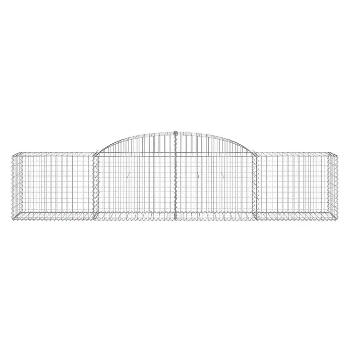 Furnicato Gabione - 80 x 300 x 50 cm, Metall, Maschenbreite: 50 mm, Maschenhöhe: 100 mm - Gabionenkäfig aus Metalldrahtgeflecht mit zwei rechteckigen und einem gewölbten Mittelteil.