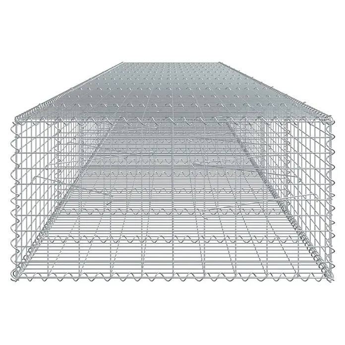 Furnicato Gabione - 600 x 100 x 50 cm, Metall, Maschenbreite: 50 mm, Maschenhöhe: 100 mm - Rechteckiger Gabionenkorb aus silbernem verzinktem Stahldrahtgeflecht, zum Befüllen mit Steinen im Bauwesen und Landschaftsbau.